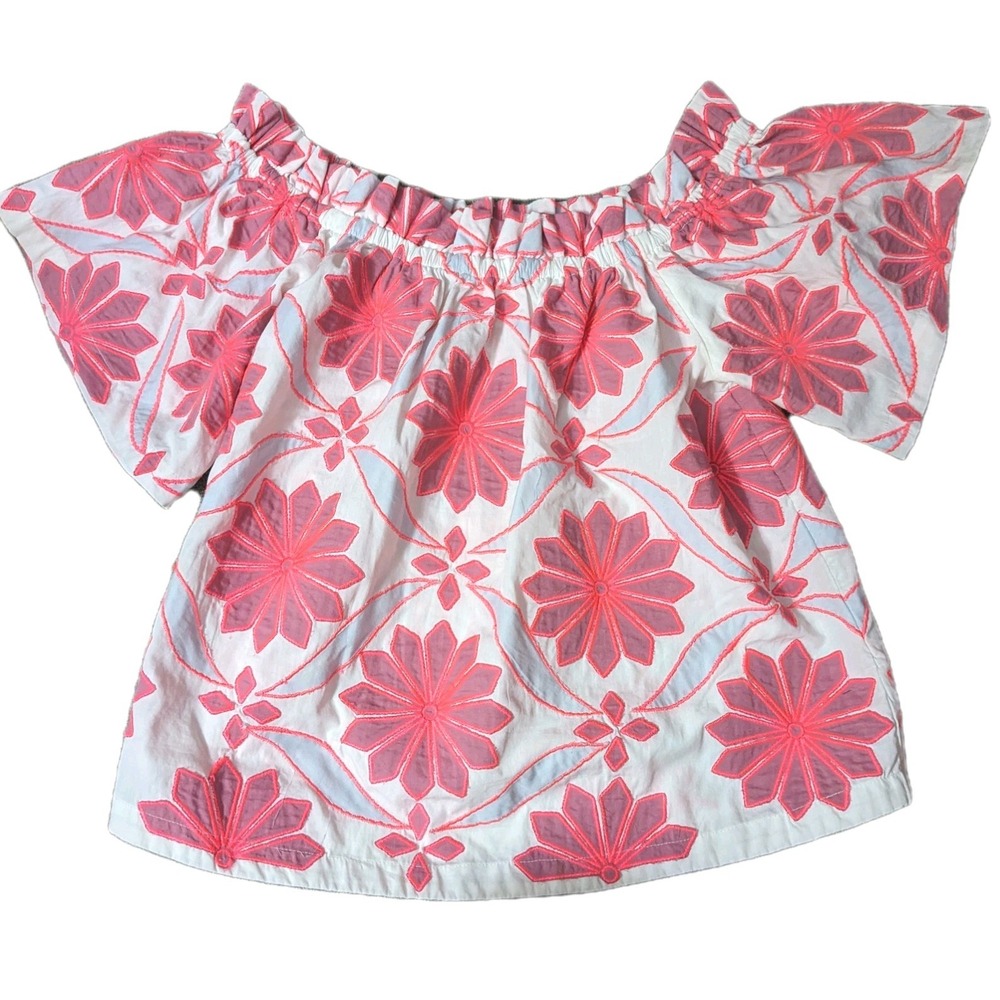 Womens Peasant Shirt Maeve Anthropologie Flare Off Shoulder Smocked XS Oversized